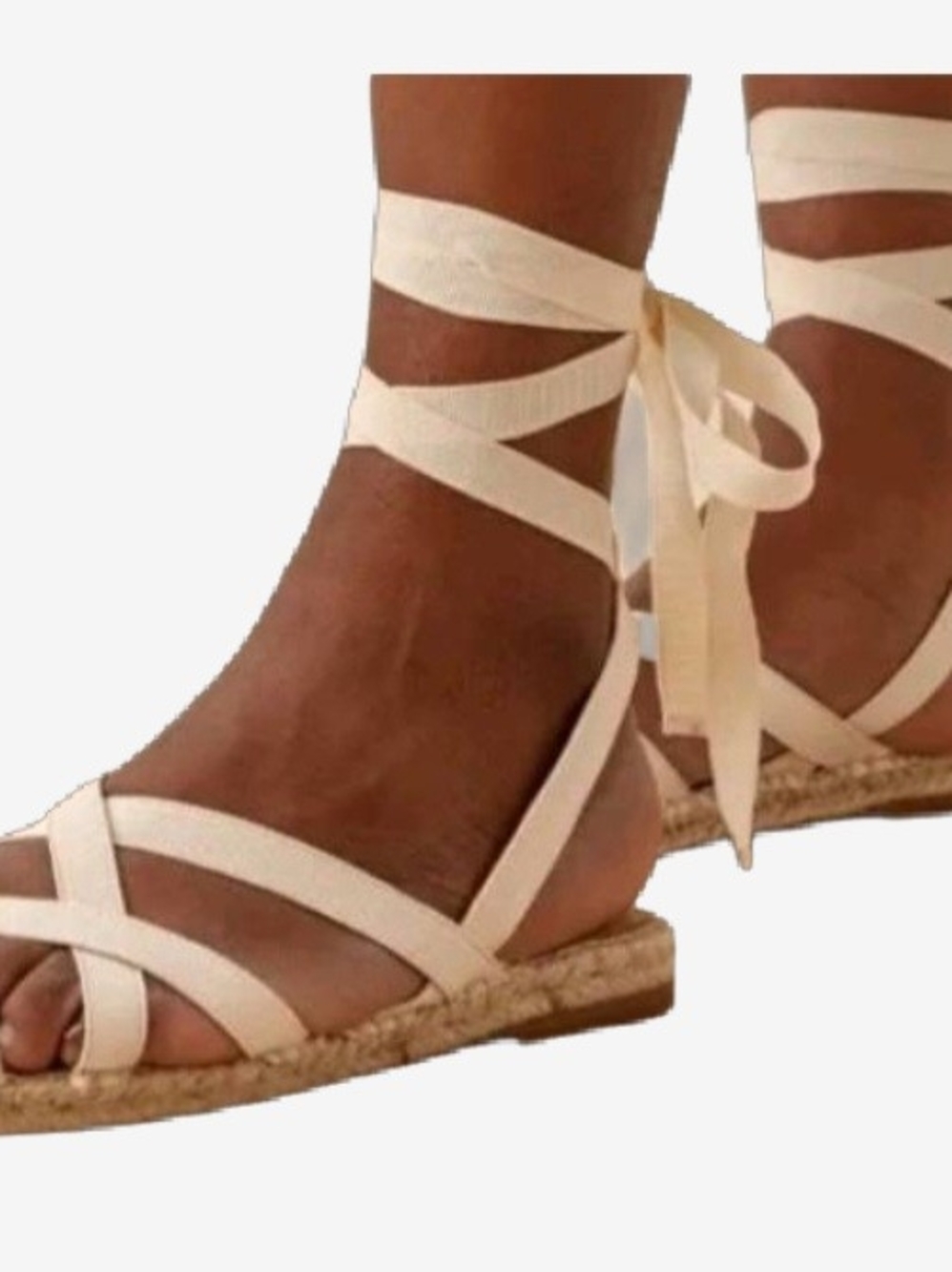 Reformation Cream Lace-Up Espadrille Sandals, No Tags